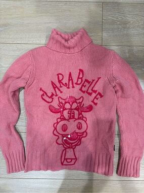 Vtg 90s History by Gilmar Disney Clarabelle Cow Knit Sweater Made in Italy